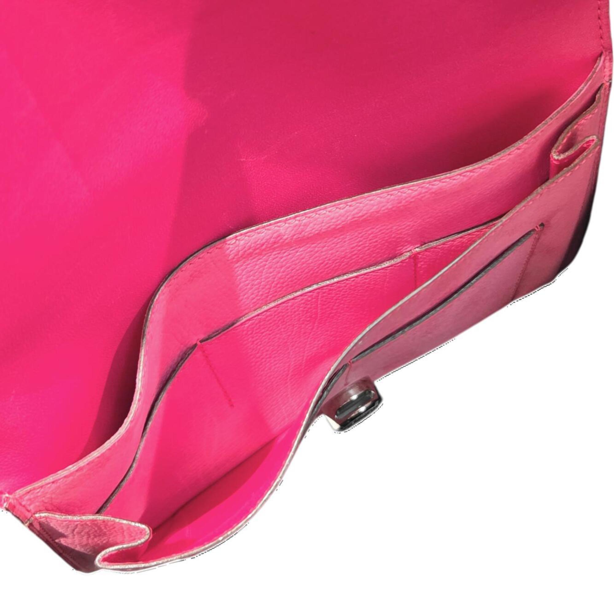 HERMES Dogon Duo GM Dobris Pink Long Wallet, Leather, Wallet & Coin Case, Women's Men's