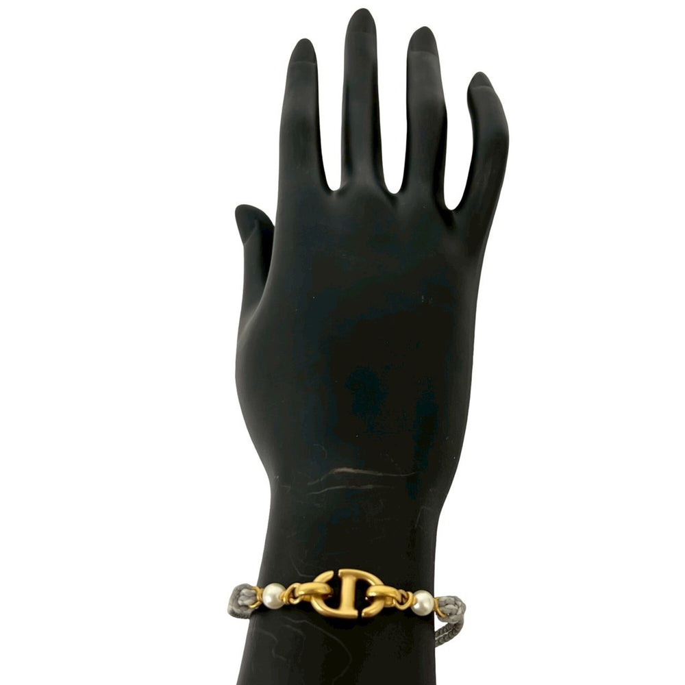 Christian Dior Navy Pearl Bracelet GP Gold Accessory 79703 — Like New
