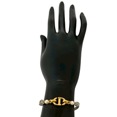 Christian Dior Navy Pearl Bracelet GP Gold Accessory 79703 — Like New