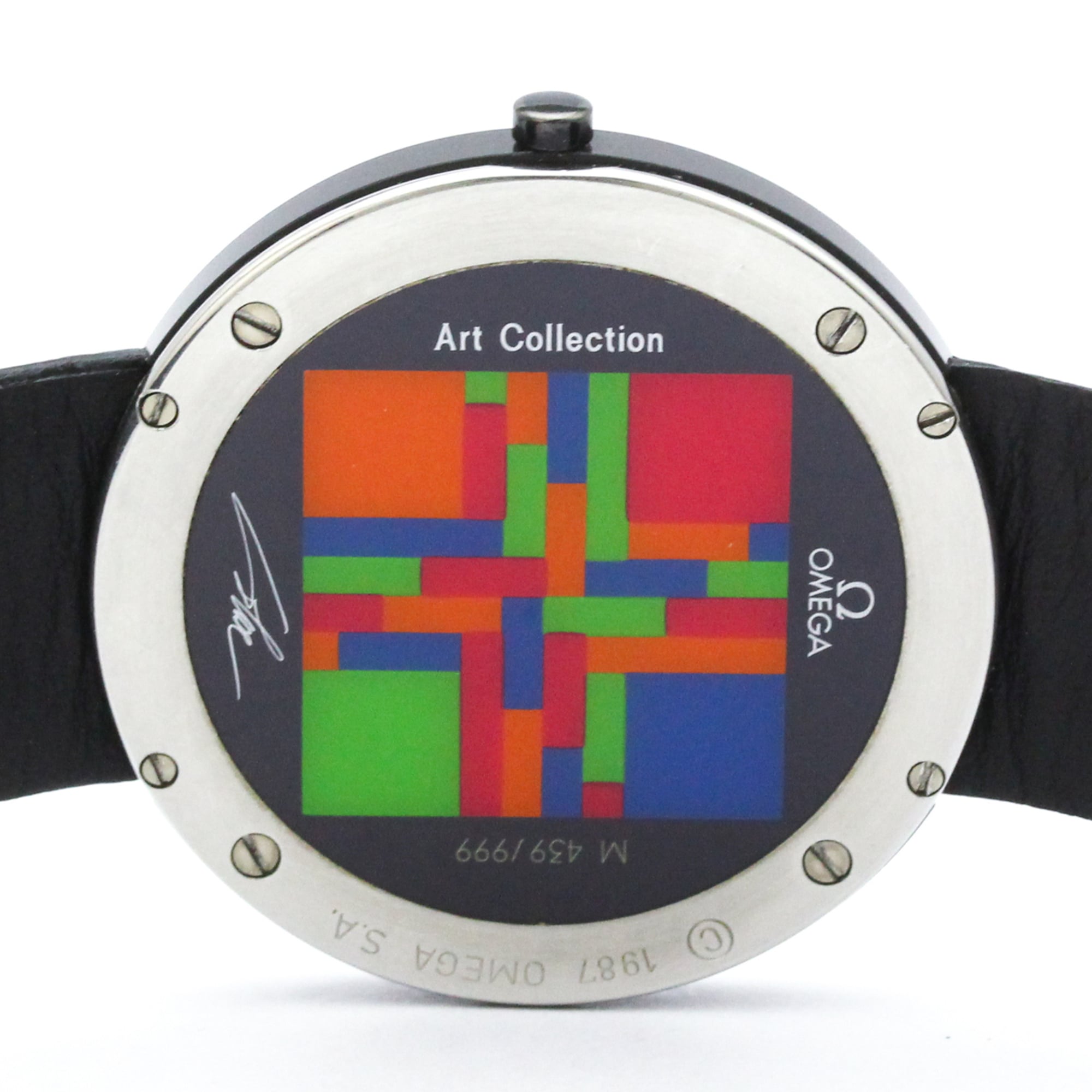 OMEGA Art Collection Ceramic Leather Quartz Mens Watch — Very Good