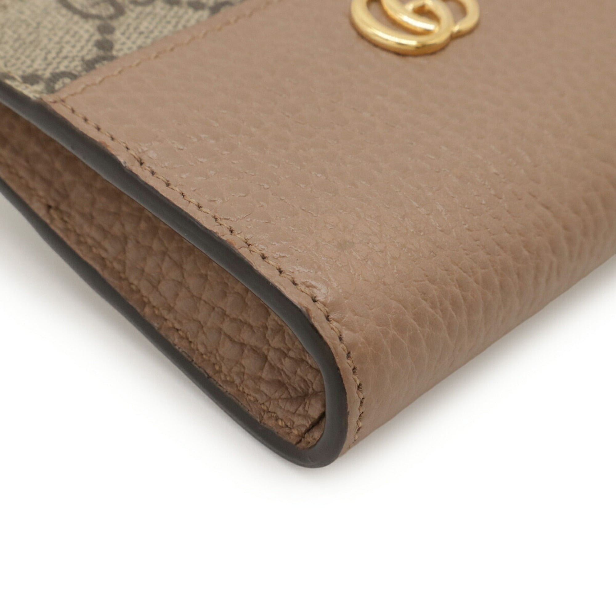 GUCCI GG Marmont Supreme Compact Wallet, L-Shaped, Pink Beige, 658609