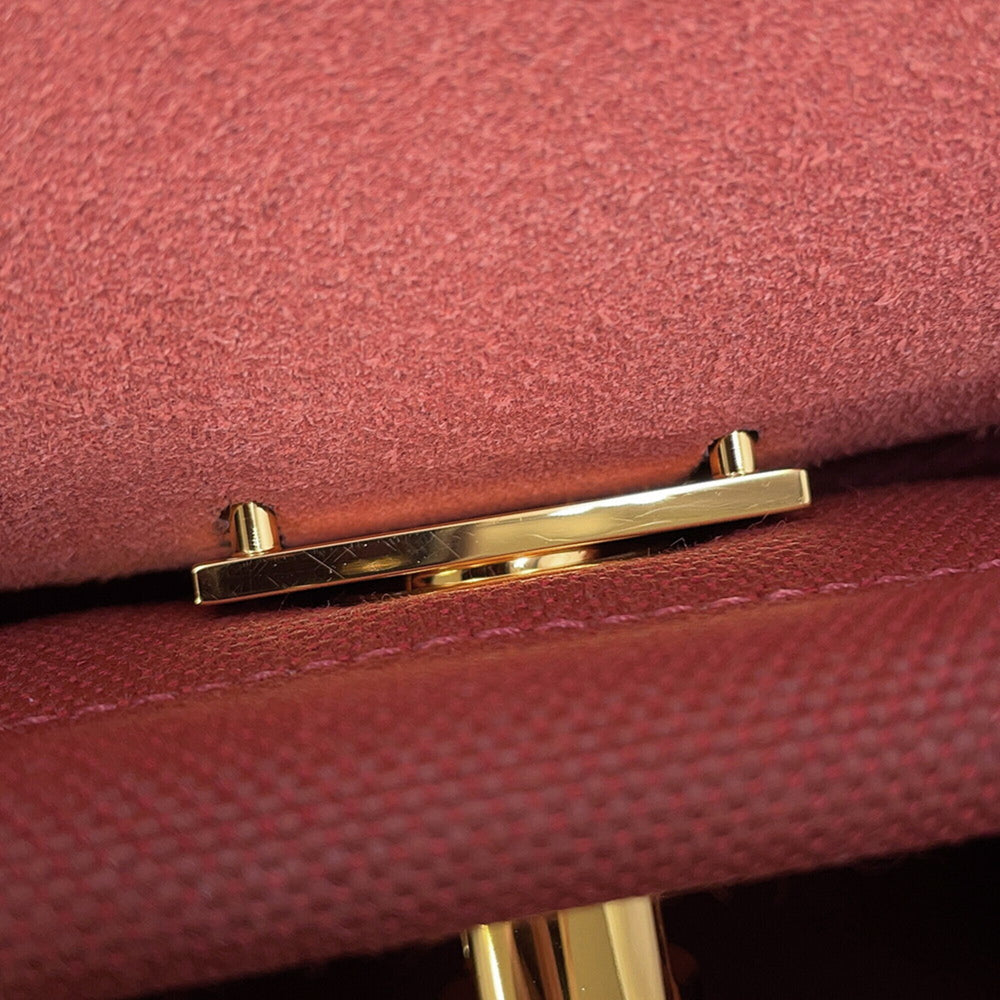 Hermes Shoulder Bag Herbag Zip Mini Rouge H Toile Military Vache Hunter K Stamp HERMES Handbag — Like New