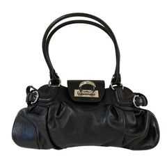 Salvatore Ferragamo Marissa Gancini Hardware Leather Handbag AU-21 6317 Black Women's — Like New