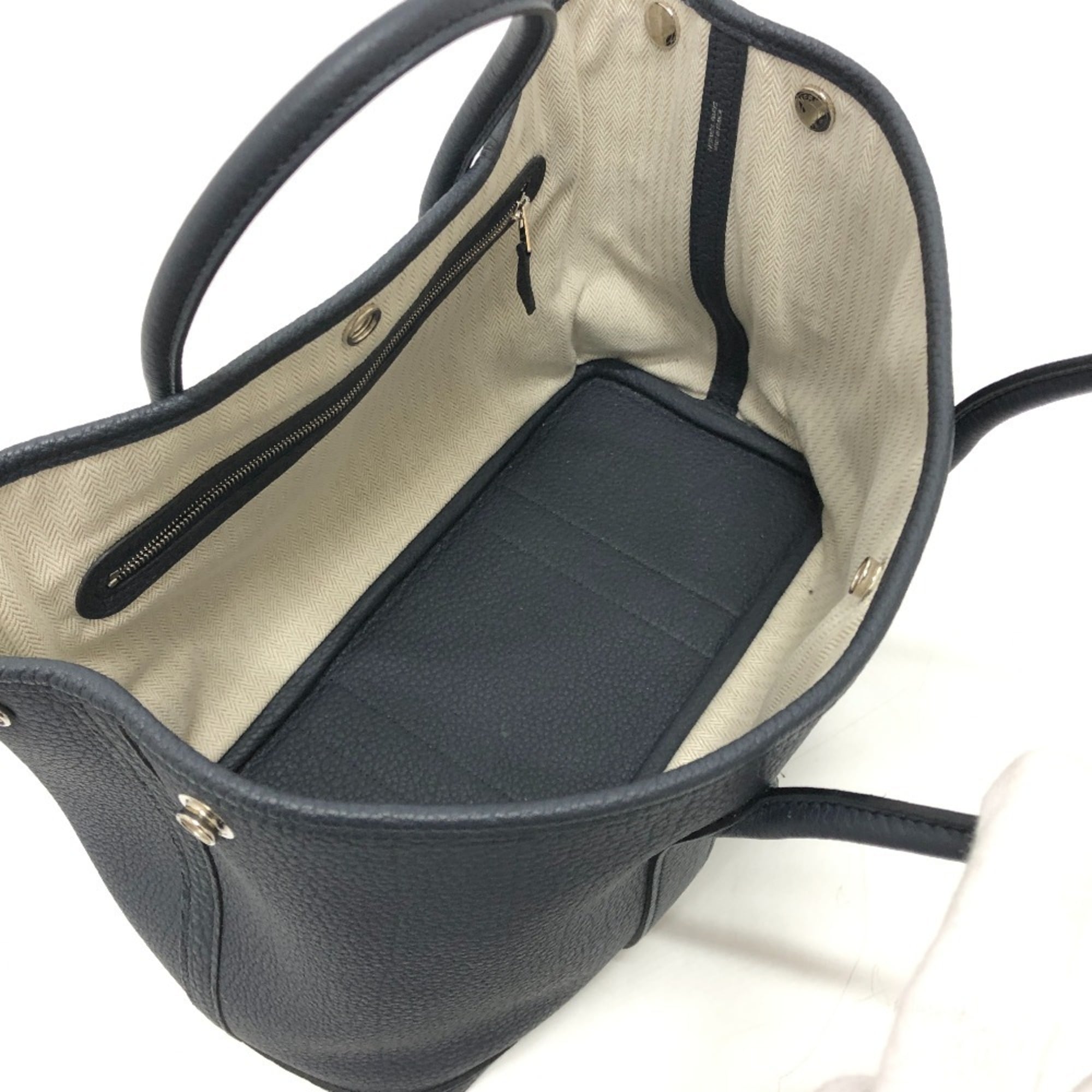 HERMES Garden Party TPM Negonda Handbag Bag Back Leather Women's Black — Like New