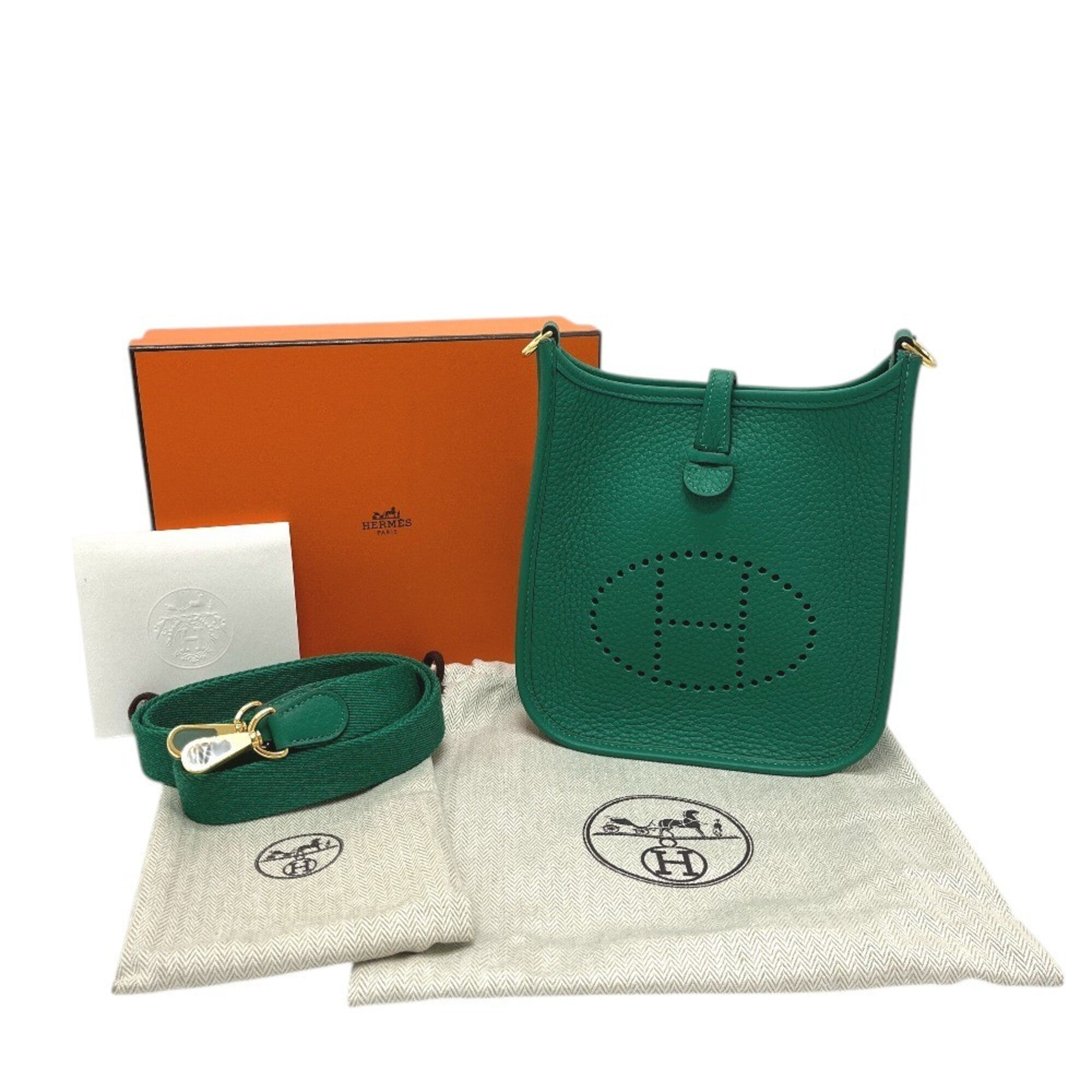 HERMES Evelyne TPM 16 Amazone Bag, Handbag, Shoulder Taurillon Clemence Leather, Women's, Vert Vertigo Green — New