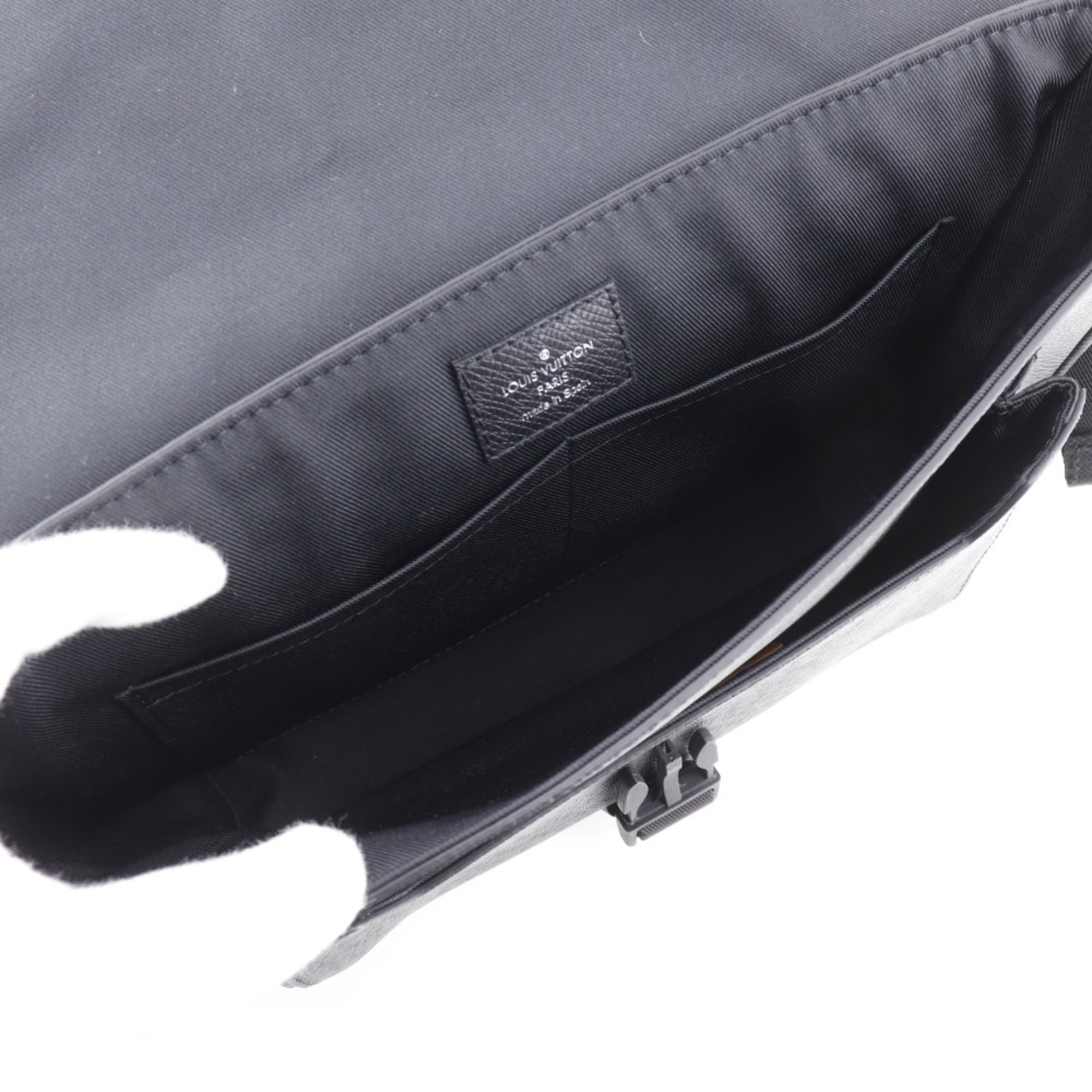 Louis Vuitton Taigalama Shoulder Bag M30746, Taiga x Monogram Eclipse Canvas, Black, A5 Size, Flap, Men's — Like New