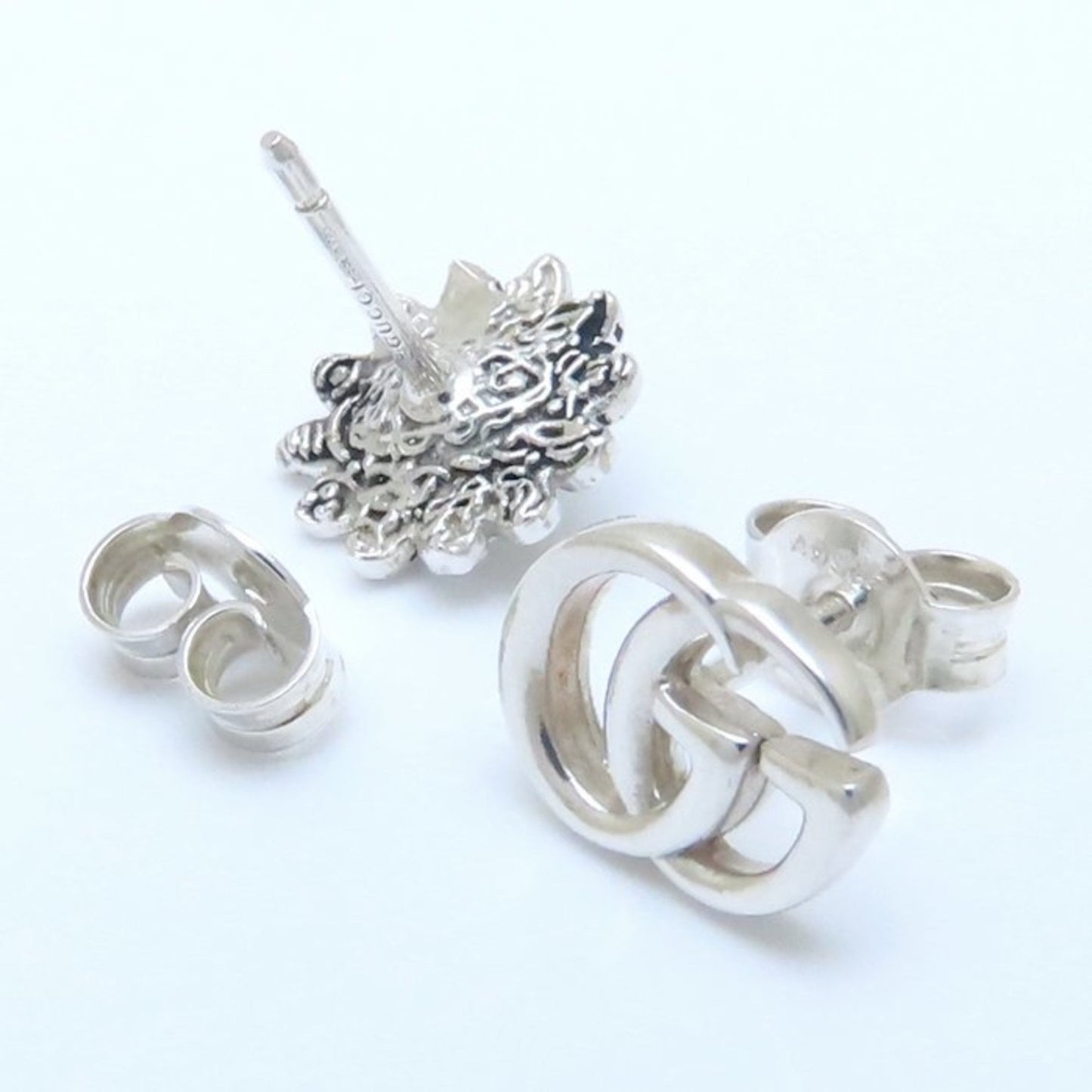 GUCCI Double G Flower Earrings in Mother of Pearl and 925 Sterling Silver, Women's, NA38341 294622