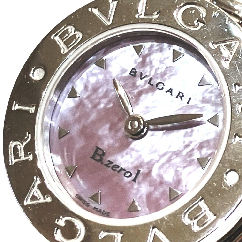 Bulgari Watch, Total Weight 26.8g, Stainless Steel, Genuine Leather Strap, Quartz Movement, Pink Mother-of-Pearl Dial, BZ22S — Good