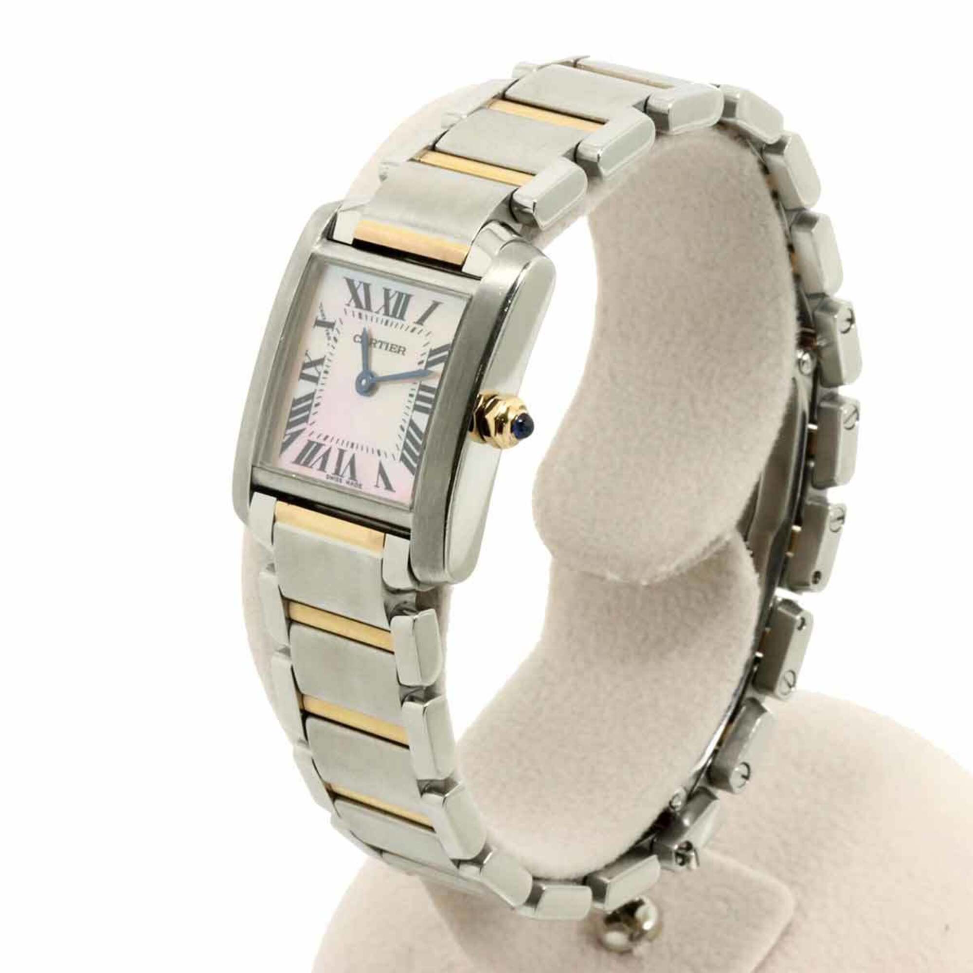 Cartier Tank Francaise SM Two-Tone W51027Q4 Women's Watch Pink Shell 18KPG Gold Quartz — Very Good