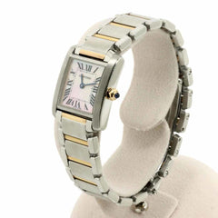 Cartier Tank Francaise SM Two-Tone W51027Q4 Women's Watch Pink Shell 18KPG Gold Quartz — Very Good