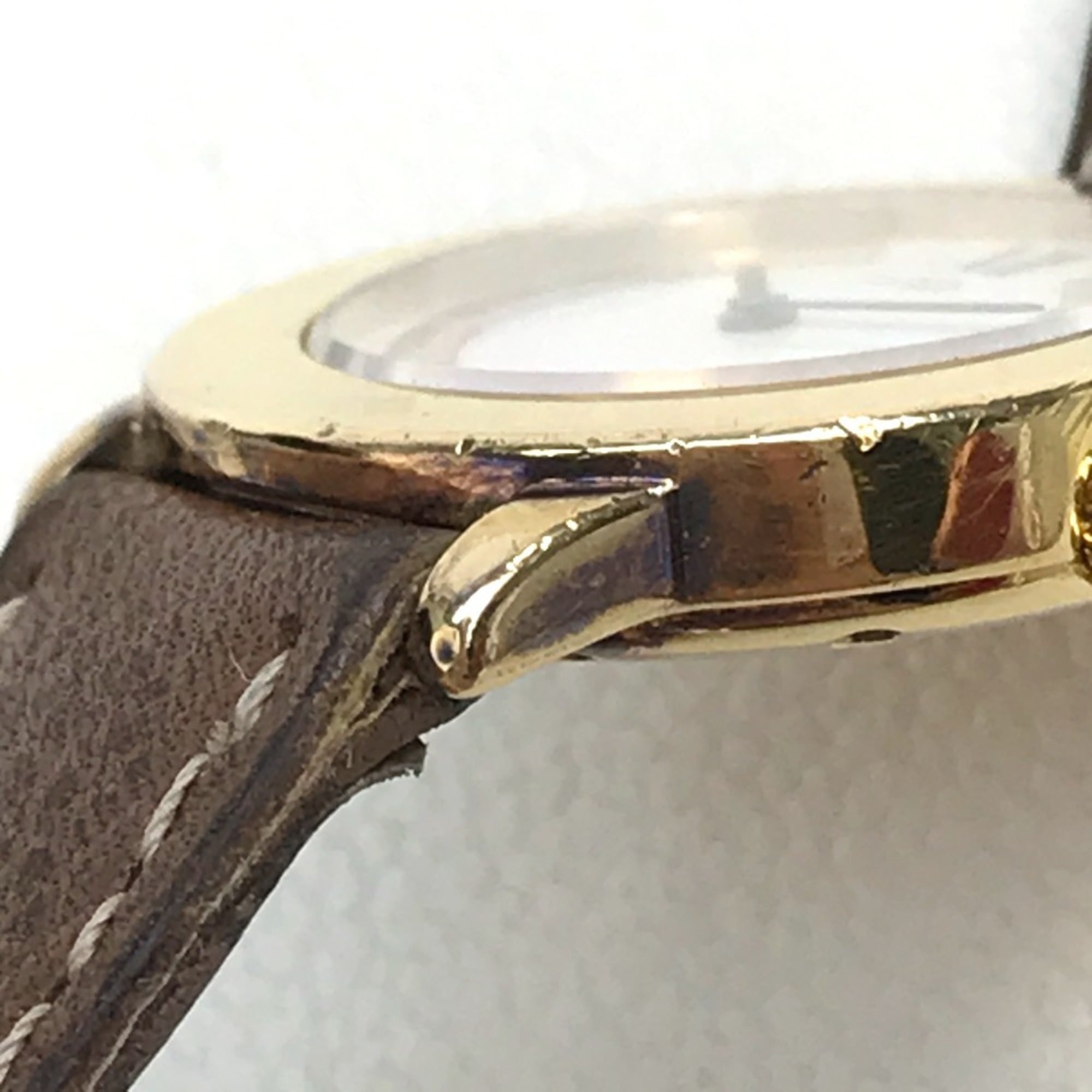 CARTIER 1801 Mastrond Vermeil Watch SV925 Leather Strap Women's Gold E-210908-30 — Good