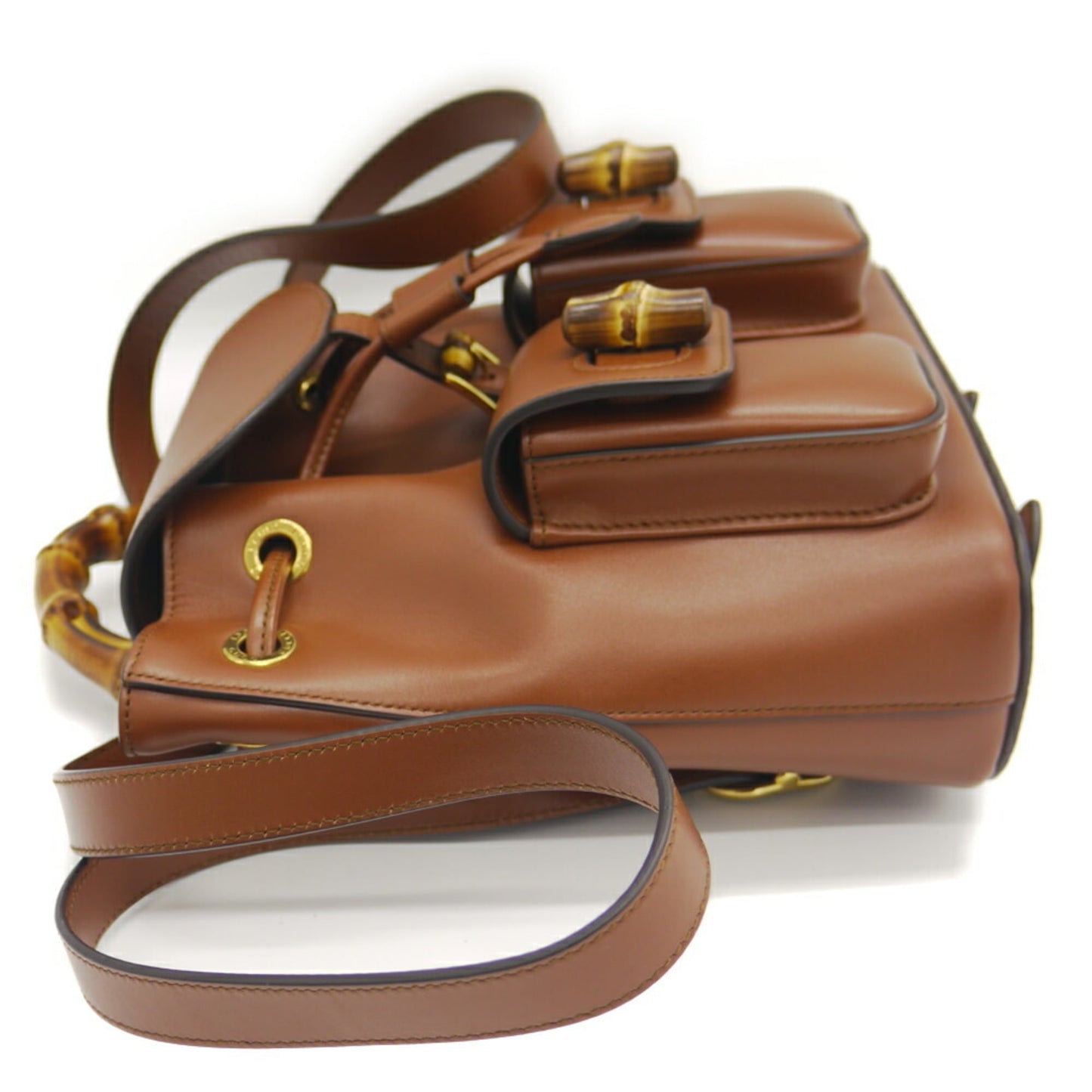 GUCCI Bamboo Backpack Brown Leather Rucksack 7102101 213317