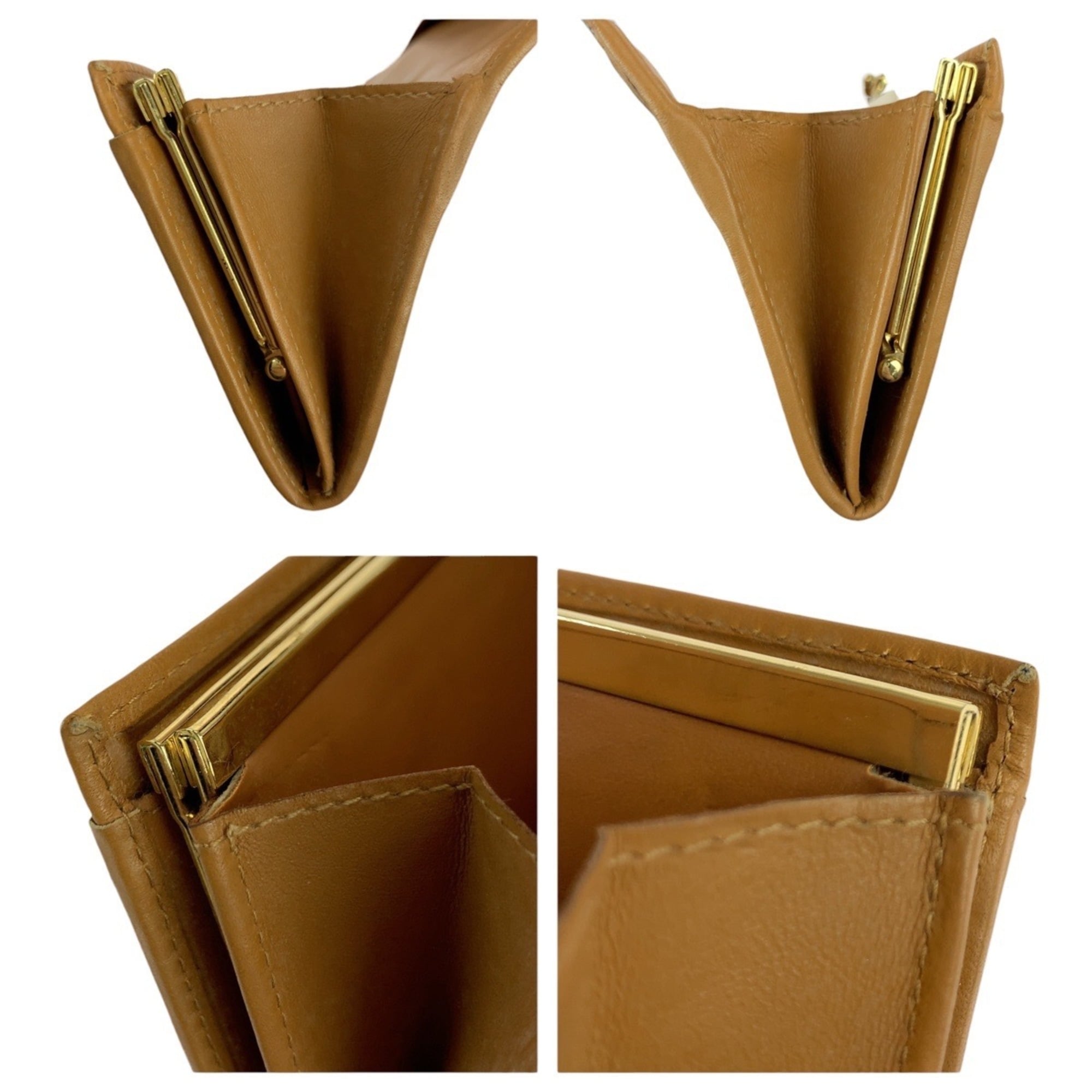 CELINE Macadam Triomphe Brown Leather M08 Long Wallet with Clasp Closure for Women