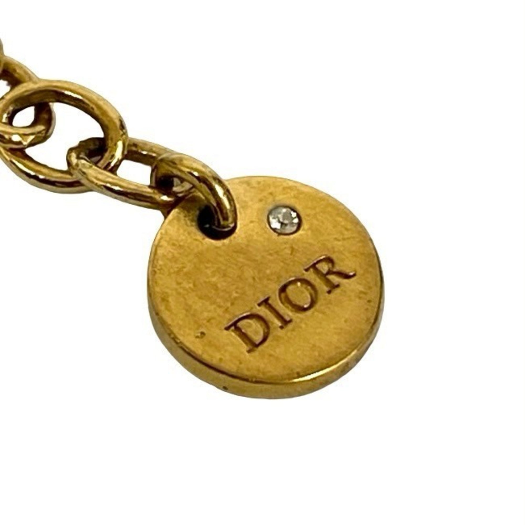 Christian Dior CD GP Faux Pearl Chain Bracelet in Gold (1135b)