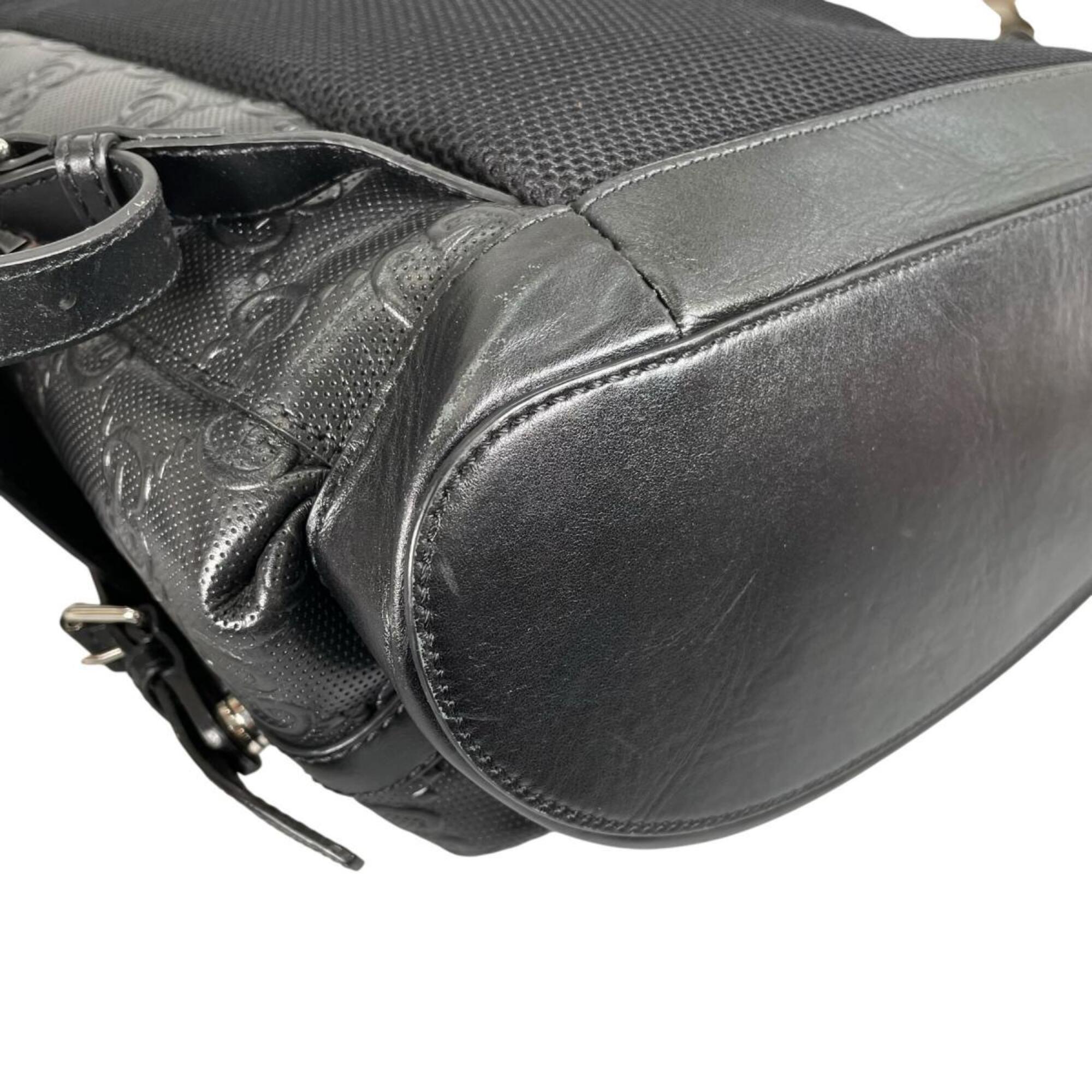 Gucci GUCCI Backpack GG Embossed Leather 625770 Black — Like New