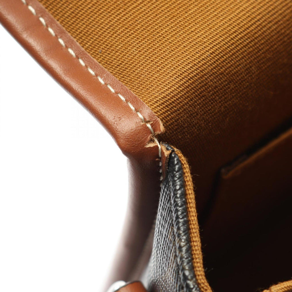 Celine Triomphe Small Folco Messenger Shoulder Bag in Coated Canvas and Leather, Men's, Black Brown, 118252BZJ.04LI