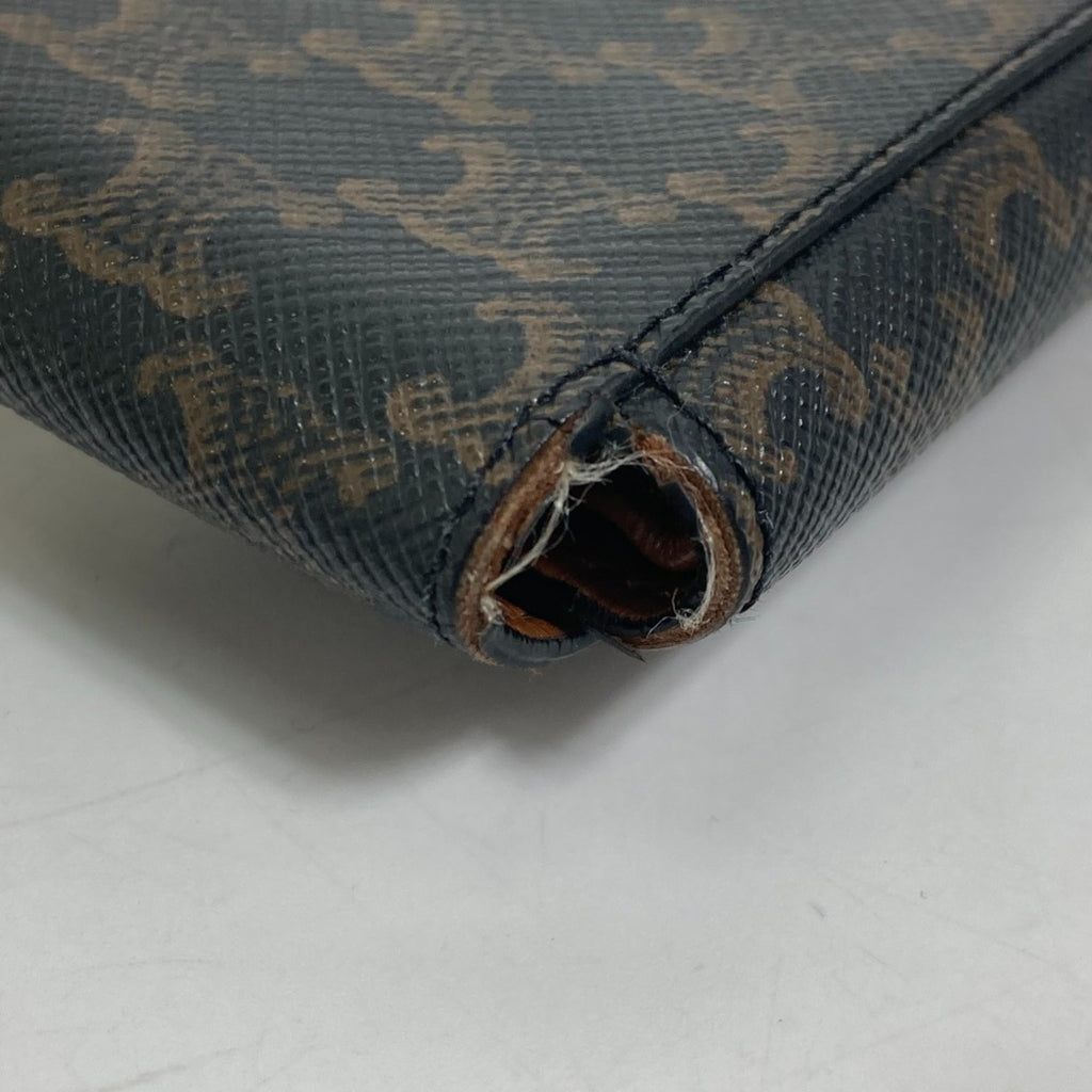 CELINE Triomphe Card Case with Billfold and Flap, Men's Brown Leather Bi-fold Wallet