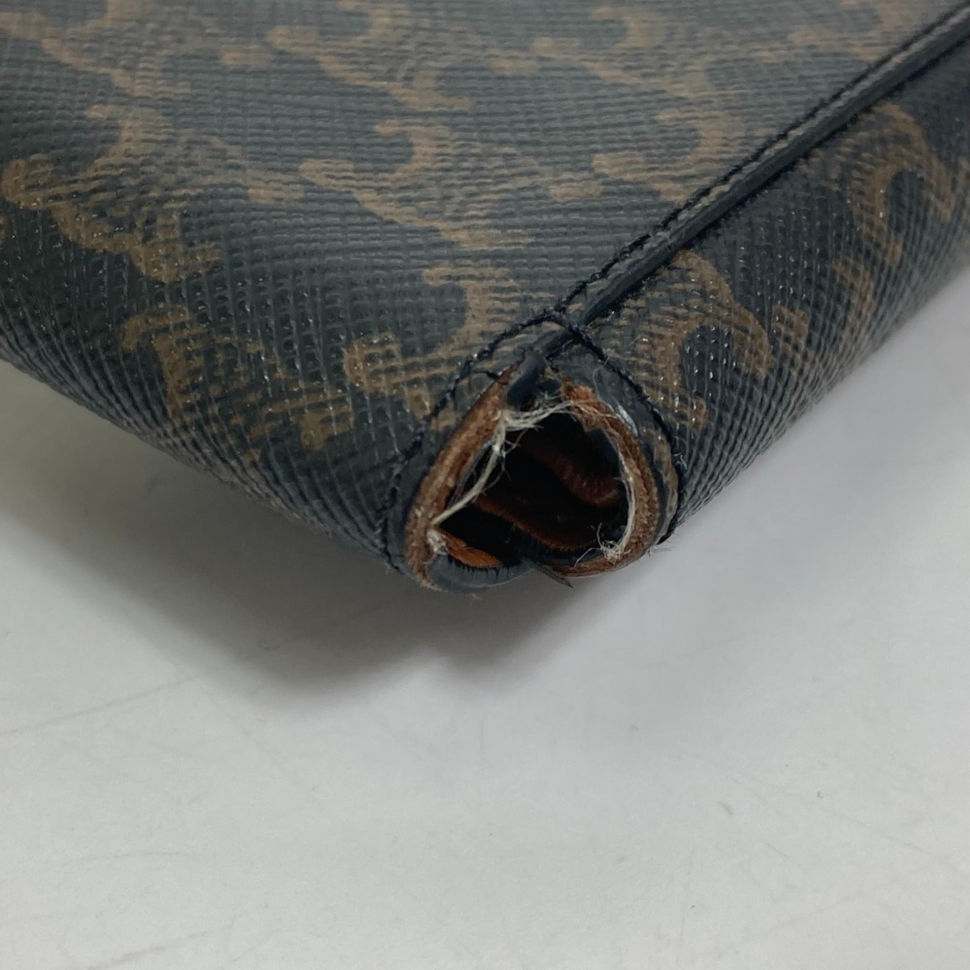 CELINE Triomphe Card Case with Billfold and Flap, Men's Brown Leather Bi-fold Wallet