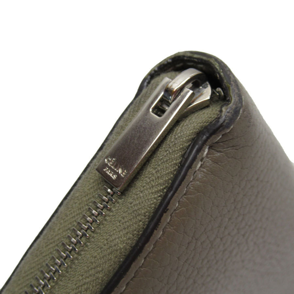CELINE Round Long Wallet Leather Greige Women's T19375A