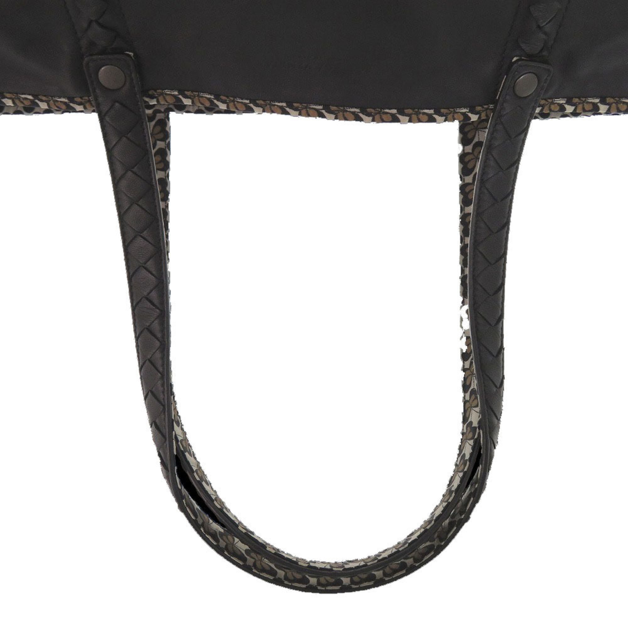 Excellent condition Bottega Veneta Intrecciato reversible tote bag with butterfly pattern, 547381, leather and nylon, black, 0924BOTTEGAVENETA