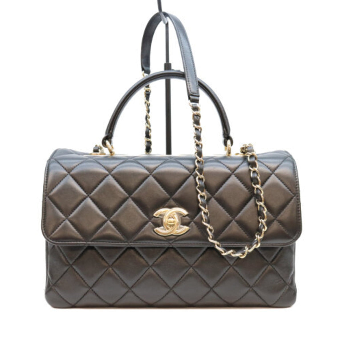 CHANEL A69923 Black Lambskin Gold Hardware Trendy CC Large 2-Way Shoulder Bag (Women's) — Like New