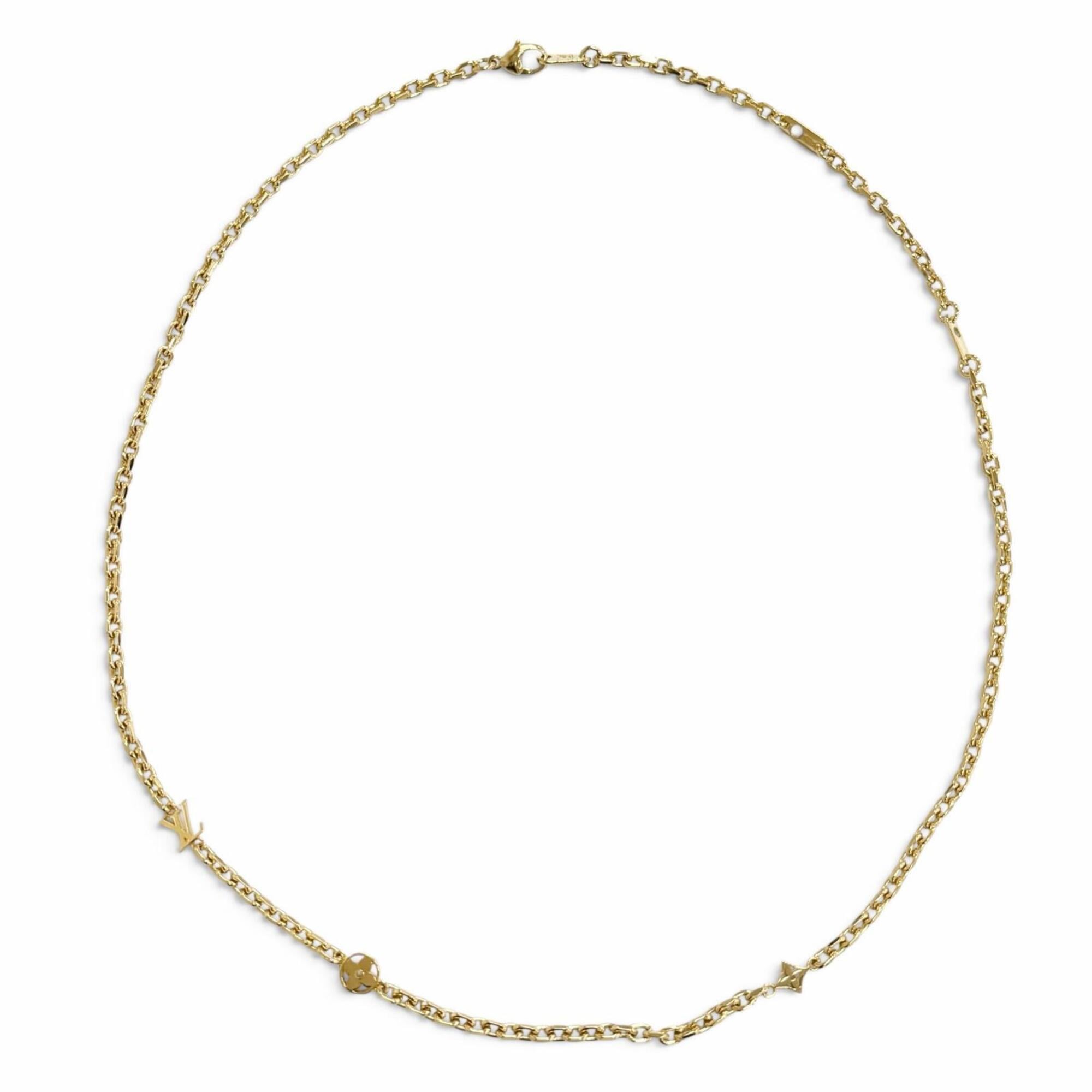 LOUIS VUITTON M02740 Chain LV Yours Monogram Flower Necklace Gold Made in Italy Men's Comes with Box and Dust Bag Highly Recommended ◎ — Like New