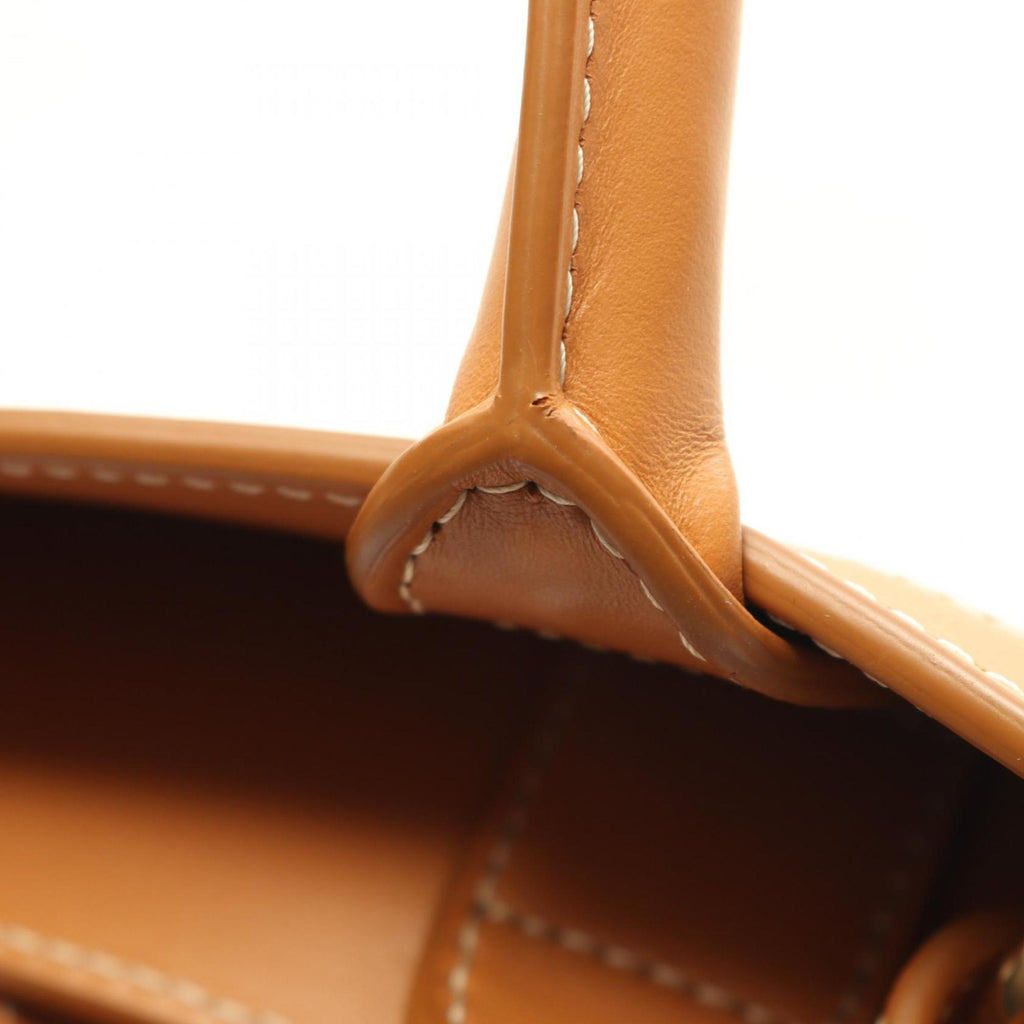 Celine Small Vertical Cabas Tote Bag in Canvas and Leather, Women's, White/Brown, 192082BNZ