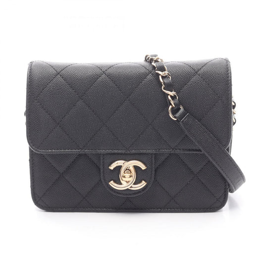 CHANEL Matelasse Mini Flap Shoulder Bag in Grained Calfskin Leather, Black, Women's, AS3002