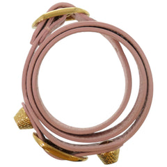 Like new Balenciaga 3-row Giant Stud Bracelet 236345 Leather Pink 1562BALENCIAGA — Like New