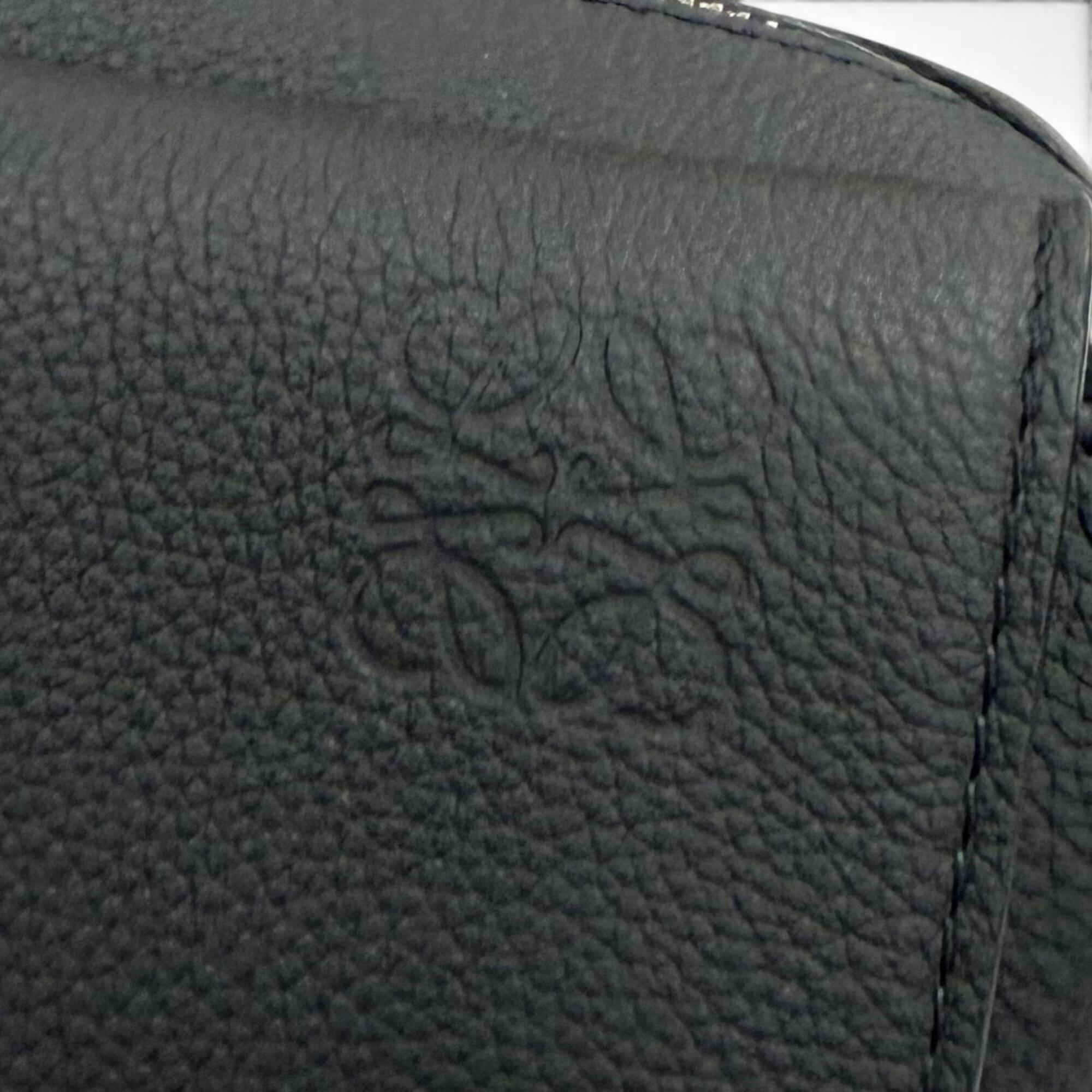 LOEWE B553A72X22 Leather Anagram Logo Military Messenger Shoulder Bag, Black, XS, Made in Portugal, Men's, with Dust Bag — Like New