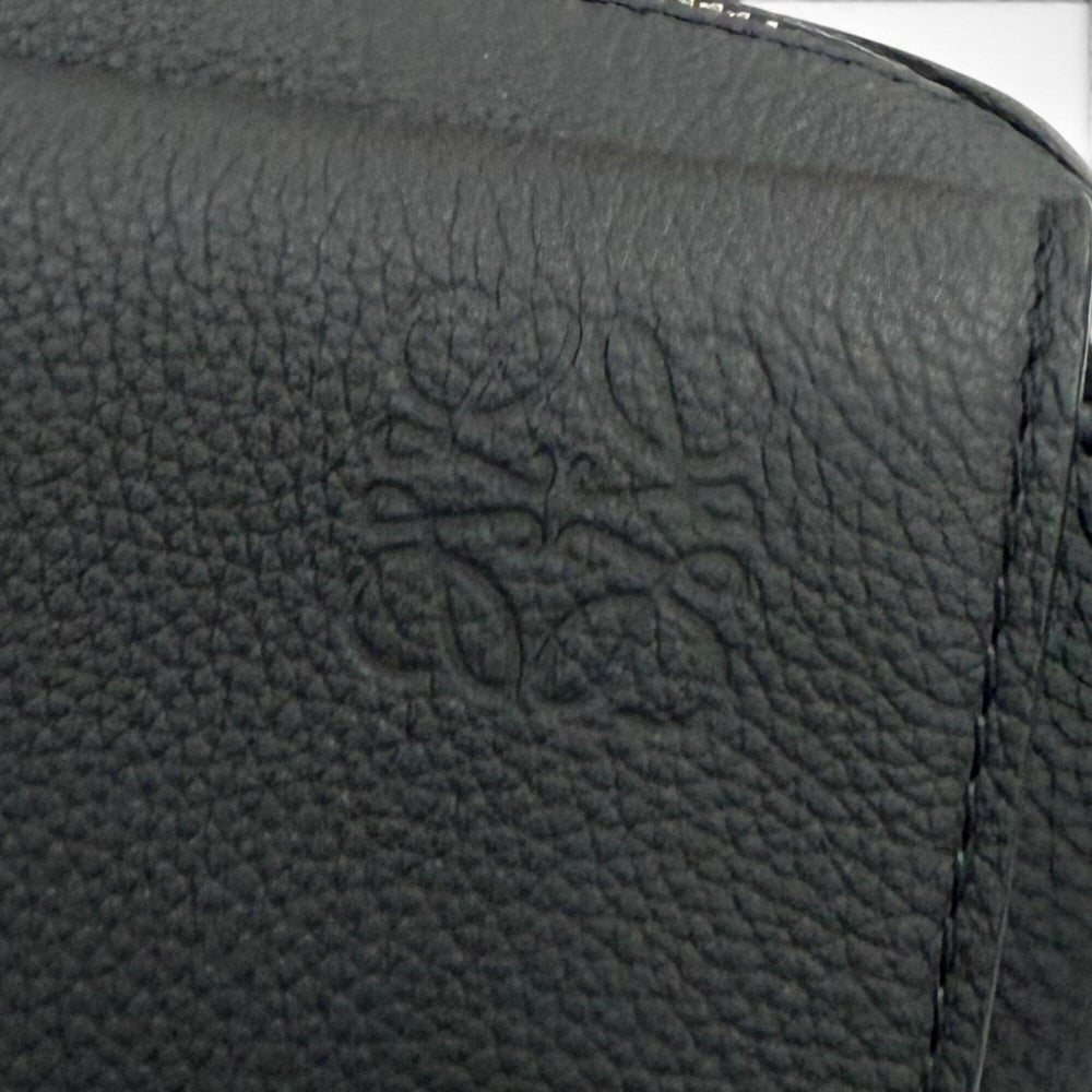LOEWE B553A72X22 Leather Anagram Logo Military Messenger Shoulder Bag, Black, XS, Made in Portugal, Men's, with Dust Bag — Like New