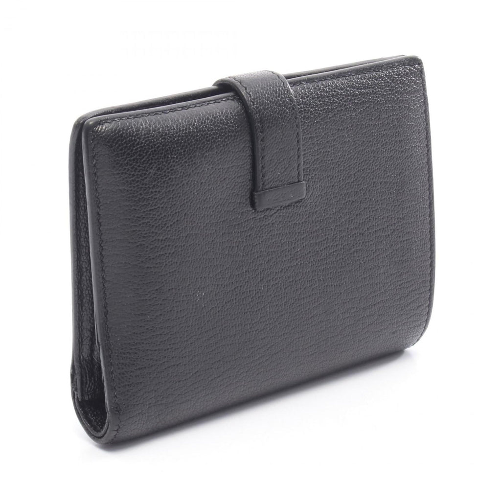 Hermes Hermès Bearn Compact Bifold Wallet, Leather, Chevre, Women's, Black