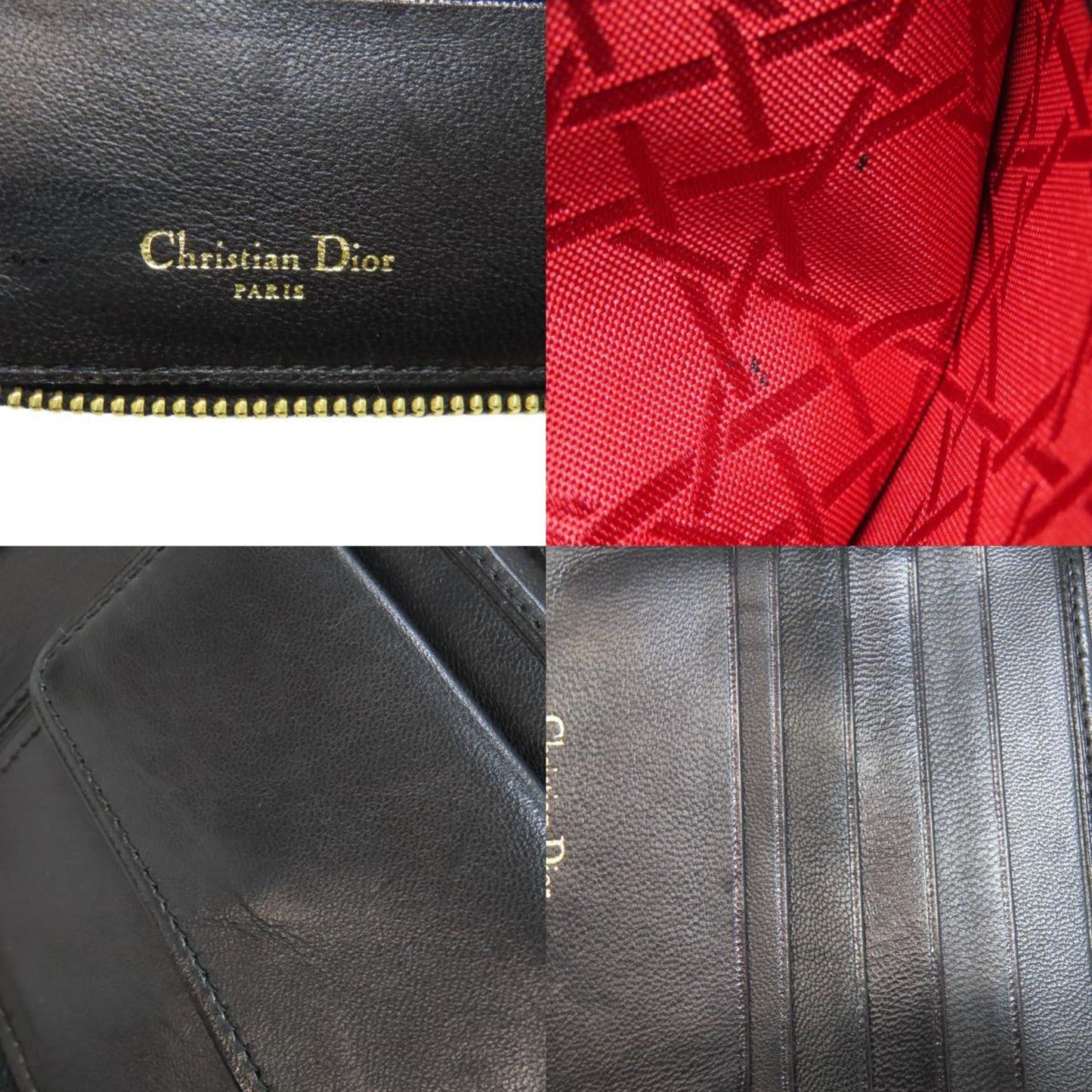 Christian Dior Cannage Bi-fold Wallet Lambskin Women's CHRISTIAN DIOR