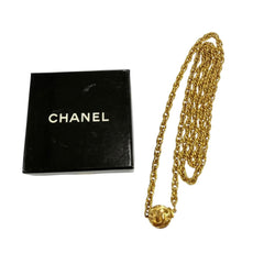 CHANEL Vintage Metal Coco Mark Twist Chain Necklace, Gold, Women's Accessory, with Box — Like New