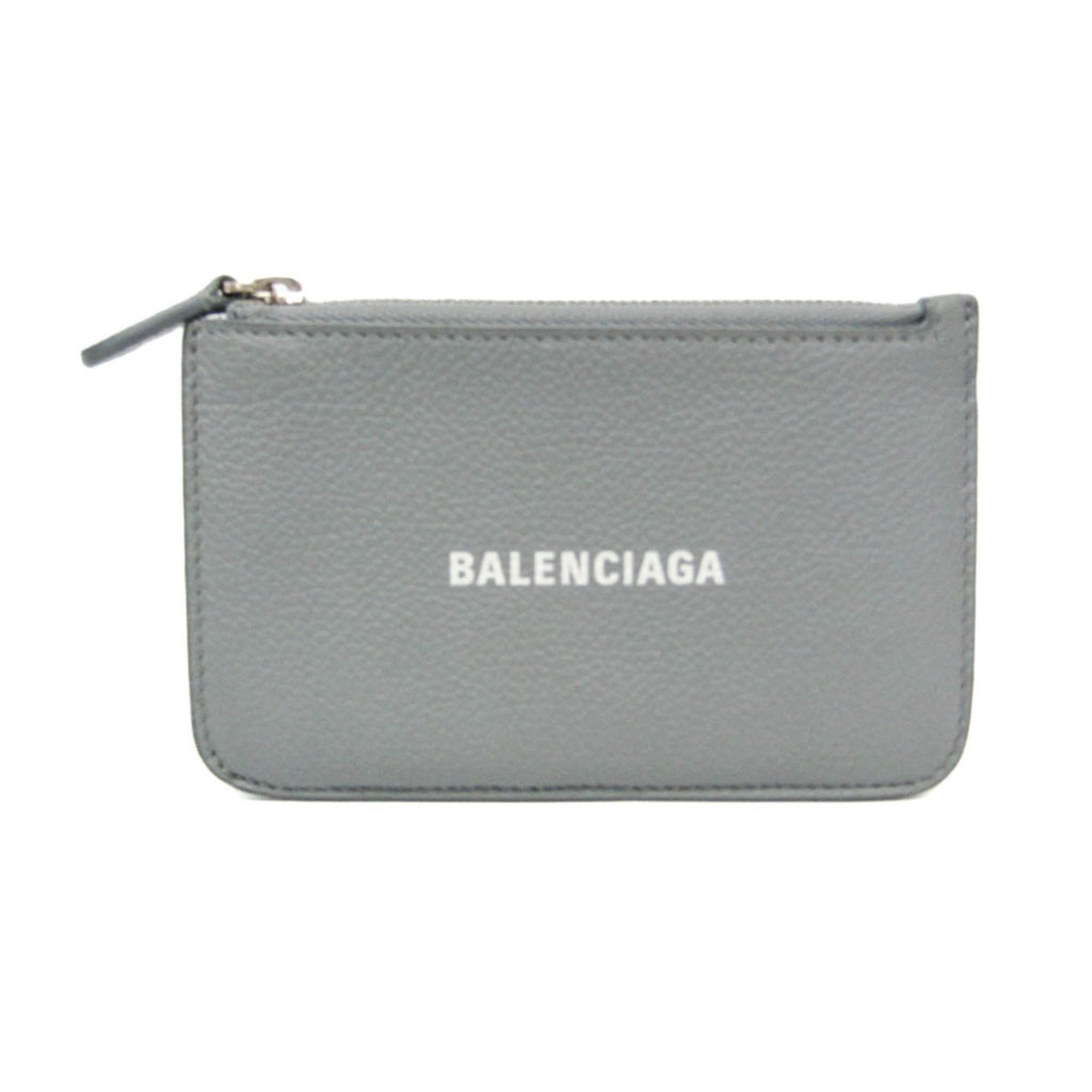 Balenciaga Coin Card Holder 637130 Women,Men Leather Coin Purse/coin Case Gray