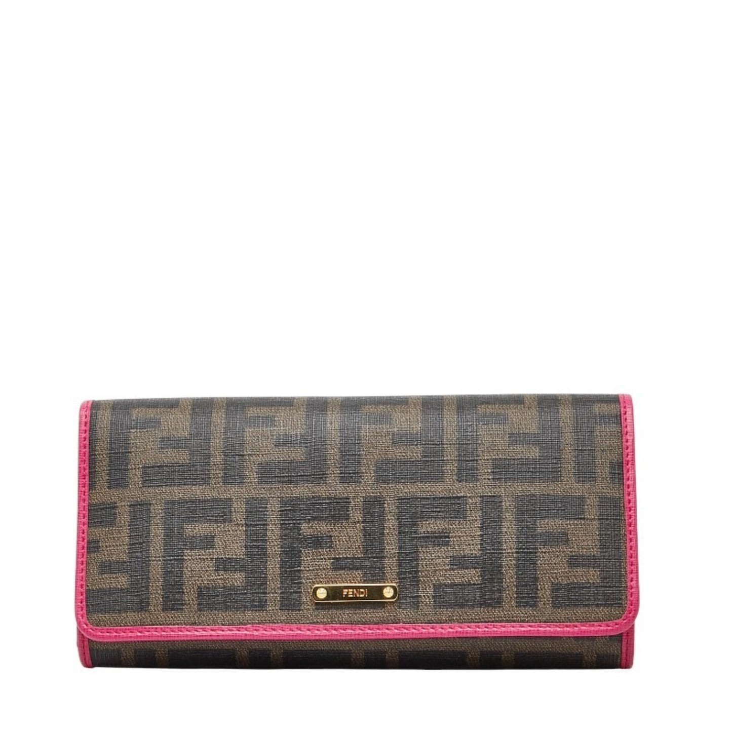 Fendi Zucca Long Wallet 8M0297 Brown Pink Women's FENDI