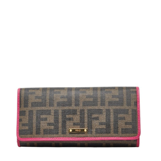 Fendi Zucca Long Wallet 8M0297 Brown Pink Women's FENDI