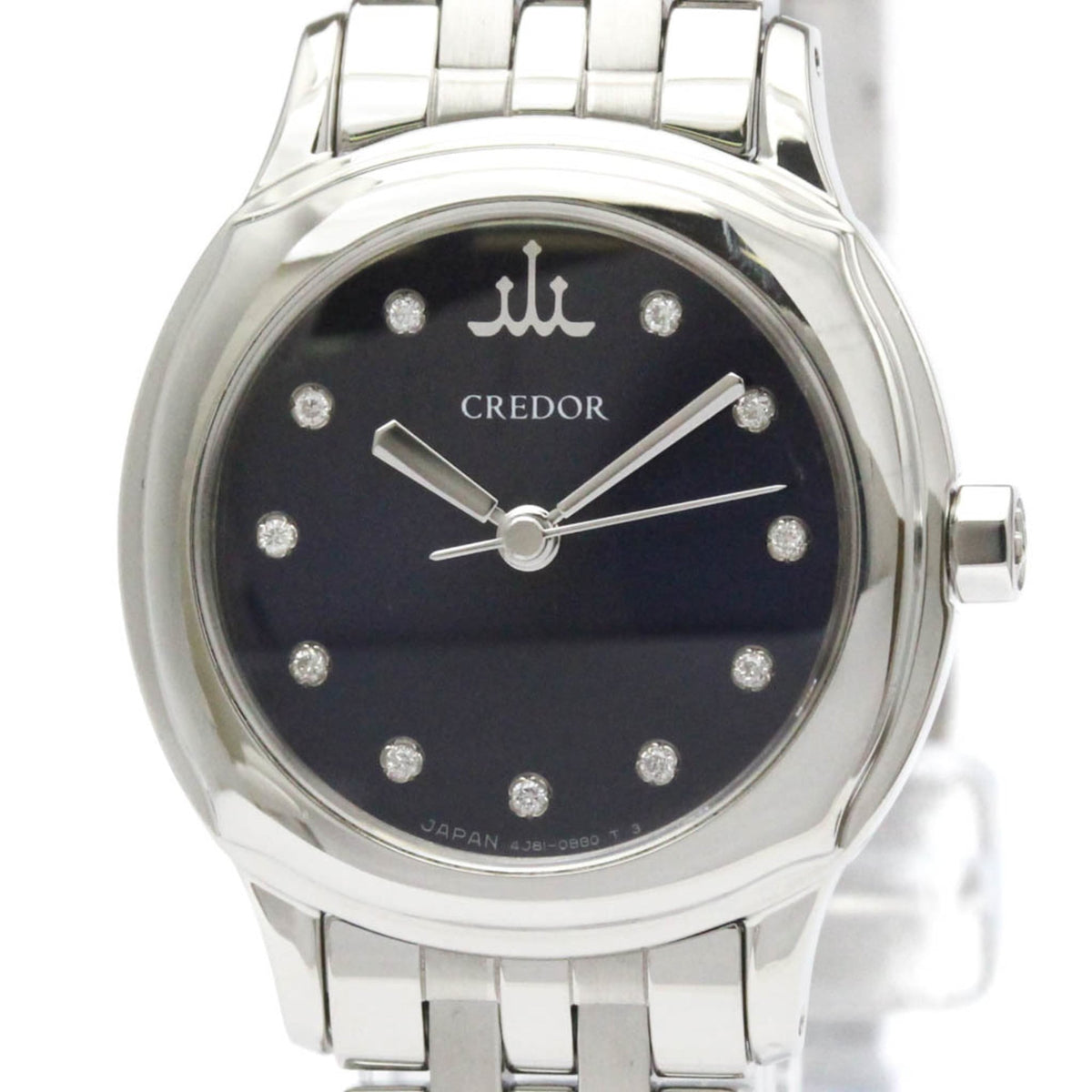 SEIKO Credor Diamond Stainless Steel Quartz Ladies Watch GSAS953(4J81-0AS0) Polished — Very Good