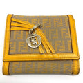 FENDI Zucchino Tri-fold Wallet, Canvas and Leather, Yellow, for Men Women