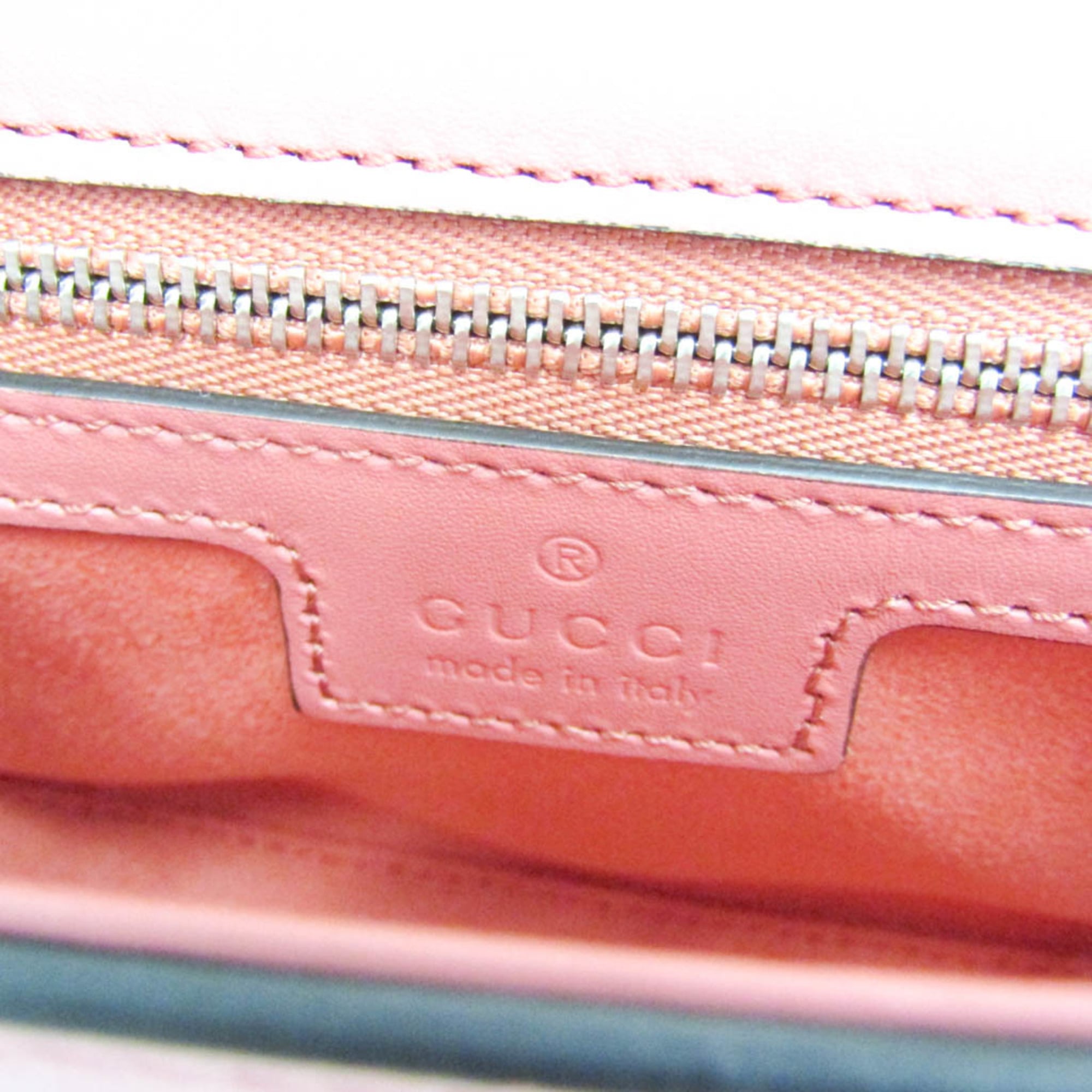 Gucci Double G 739722 Women's Leather Shoulder Bag Pink — Like New