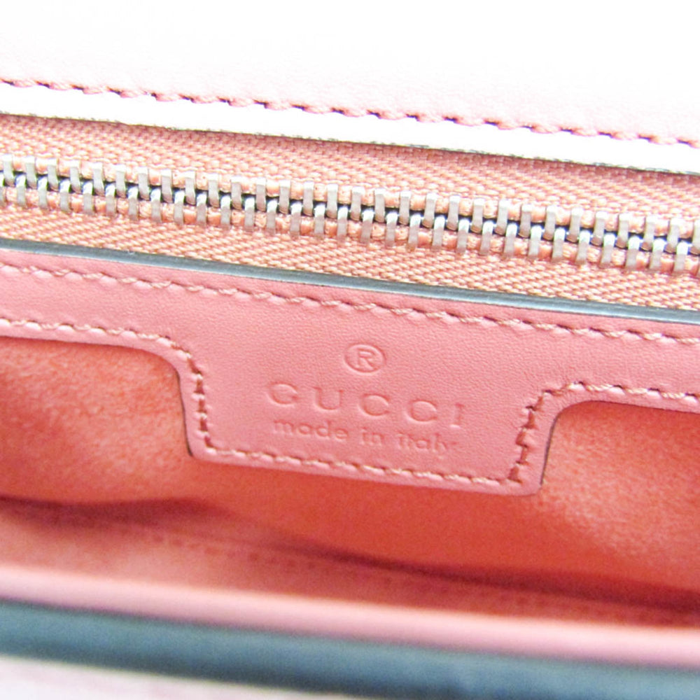 Gucci Double G 739722 Women's Leather Shoulder Bag Pink — Like New