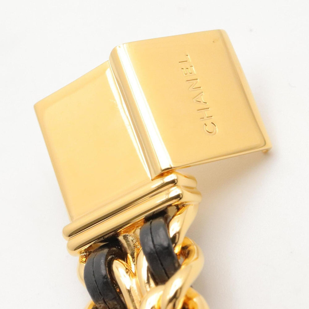 Chanel CHANEL Première S Watch, Gold Plated (GP), Leather Strap, Women's, Black, H0001 — Very Good