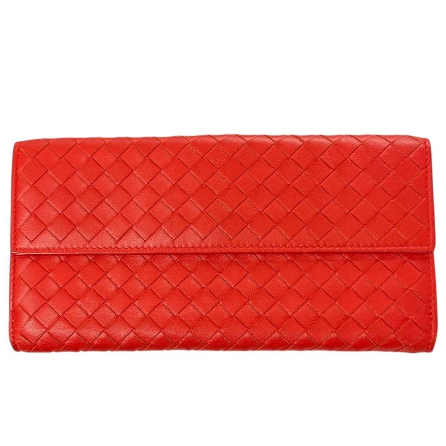 BOTTEGA VENETA Intrecciato Leather Bifold Long Wallet in Red for Men and Women