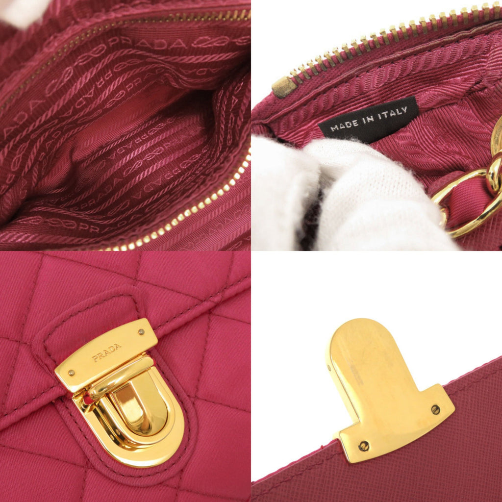 Excellent condition Prada quilted nylon pink chain shoulder bag 1592PRADA
