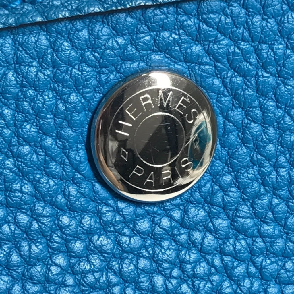 HERMES Garden Party PM 36 Handbag, Two-Tone Negonda Shoulder Bag, Tote Blue, Men's and Women's