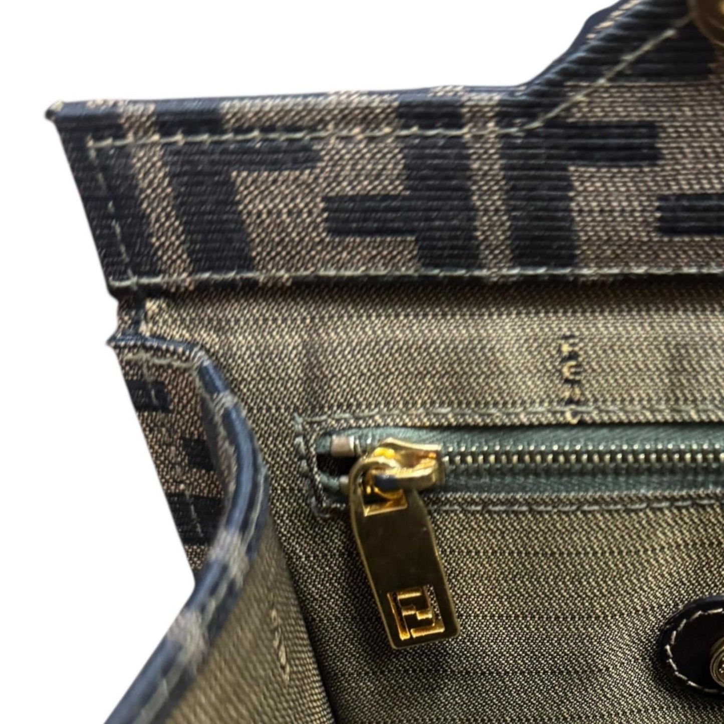 Pre-owned Fendi Zucca Vanity Shoulder Bag in Brown Canvas, Women's, 2-Way