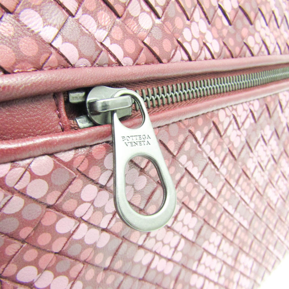 Bottega Veneta Intrecciato 493190 Men,Women Leather Clutch Bag Wine — Like New