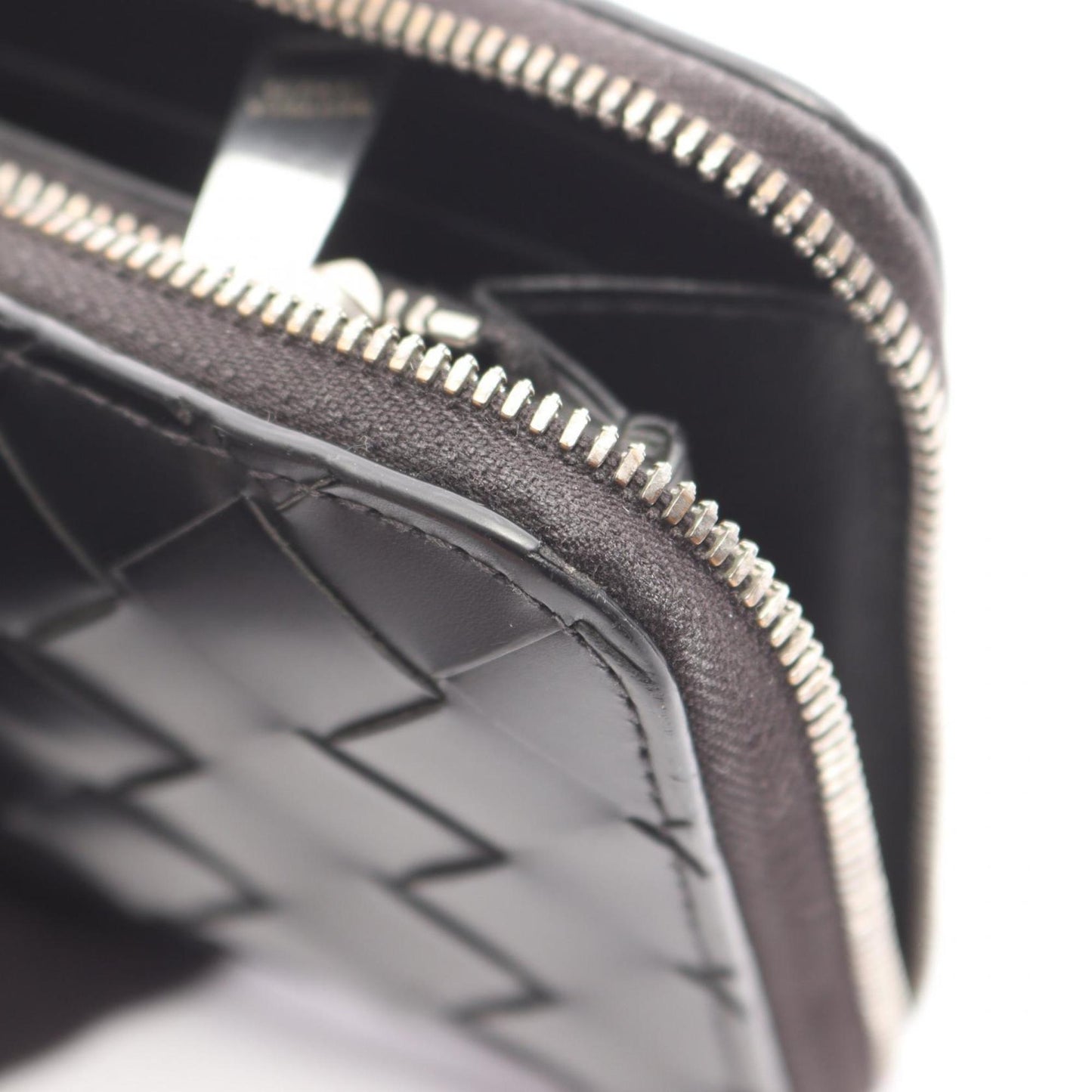 Bottega Veneta Intrecciato round long wallet, leather, men's and women's, black