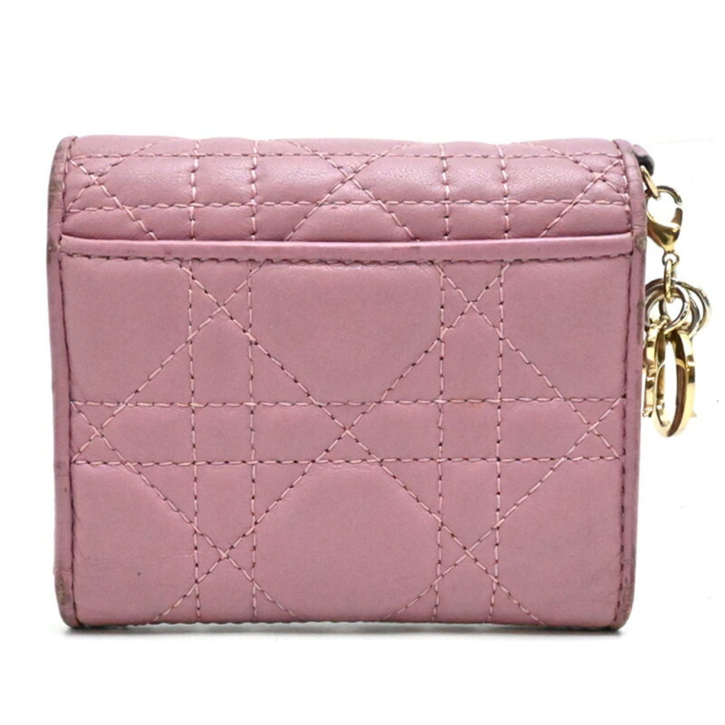 Christian Dior Lotus Wallet Women's Tri-fold S0181 ONMJ Leather Dark Pink
