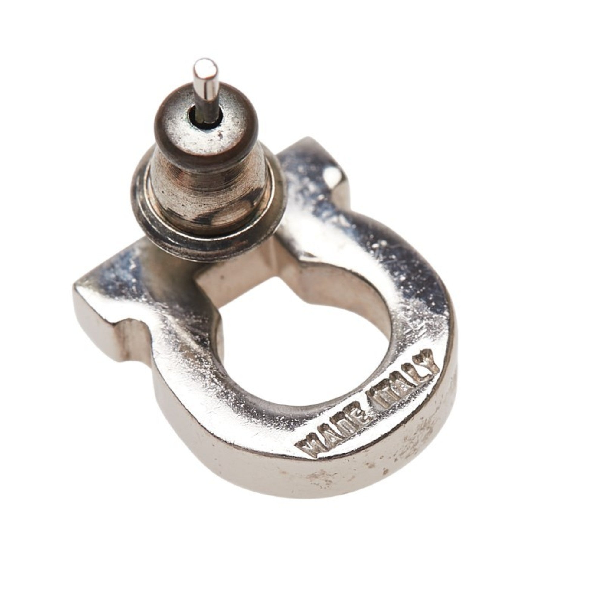 Salvatore Ferragamo Gancini stud earrings in silver metal for women.